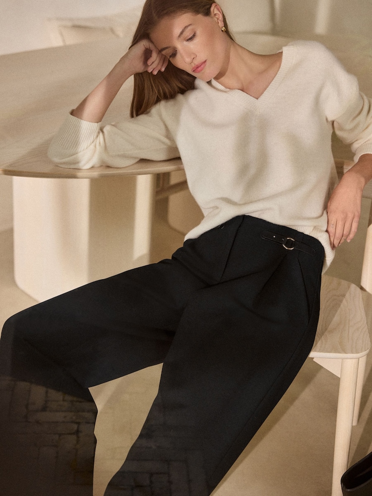 Black N. Premium Heavyweight Ponte Barrel Leg Trousers - Image 1 of 7 Black N. Premium Heavyweight Ponte Barrel Leg Trousers - Image 1 of 7