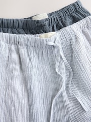Slate Blue/White Stripe Textured Wide Trousers With Linen 2 Pack - Image 9 of 9