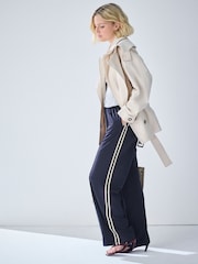 Bleumarin albastru - Pantaloni largi cu dungi laterale - Imaginea 1 din 8