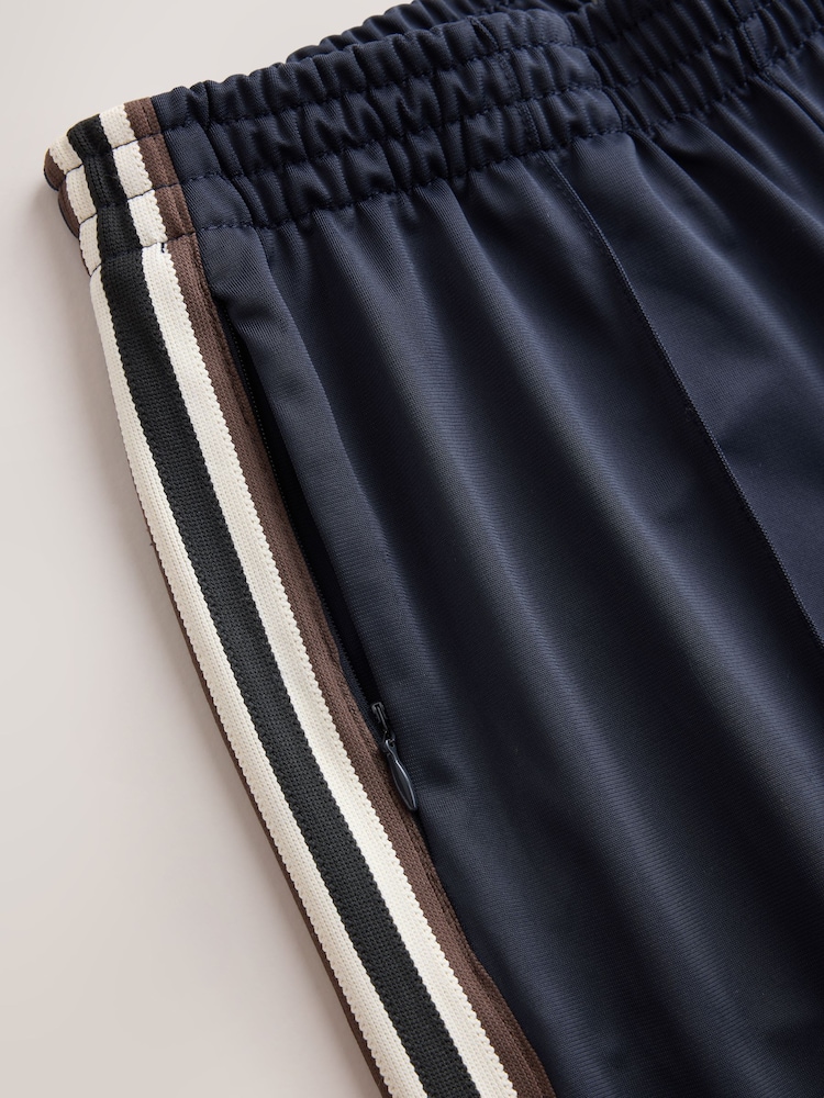 Bleumarin albastru - Pantaloni largi cu dungi laterale - Imaginea 8 din 8