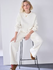 Ecru White Wide Leg Joggers - Image 1 of 8