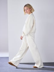 Ecru White Wide Leg Joggers - Image 2 of 8