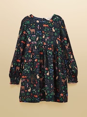 Joules Girls' Darla Navy Woodland Long Sleeve Dress - Image 1 of 4