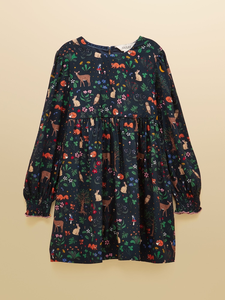Joules Girls' Darla Navy Woodland Long Sleeve Dress - Image 1 of 4 Joules Girls' Darla Navy Woodland Long Sleeve Dress - Image 1 of 4