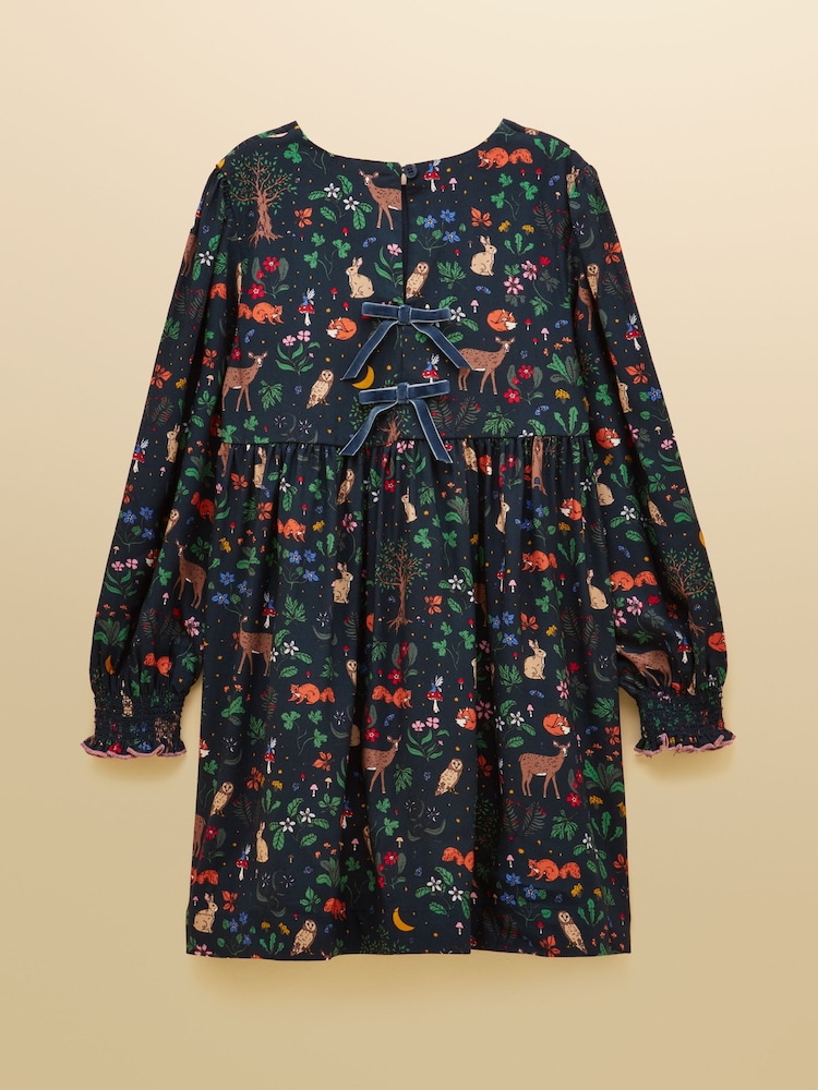 Joules Girls' Darla Navy Woodland Long Sleeve Dress - Image 2 of 4 Joules Girls' Darla Navy Woodland Long Sleeve Dress - Image 2 of 4