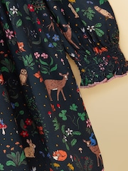 Joules Girls' Darla Navy Woodland Long Sleeve Dress - Image 3 of 4