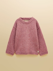 Joules Kids' Fisherman Pink Rib Jumper - Image 1 of 4