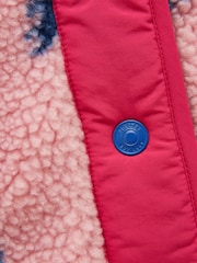 Joules Girls' Borg Pink Horse Fleece Jacket - Image 4 of 5