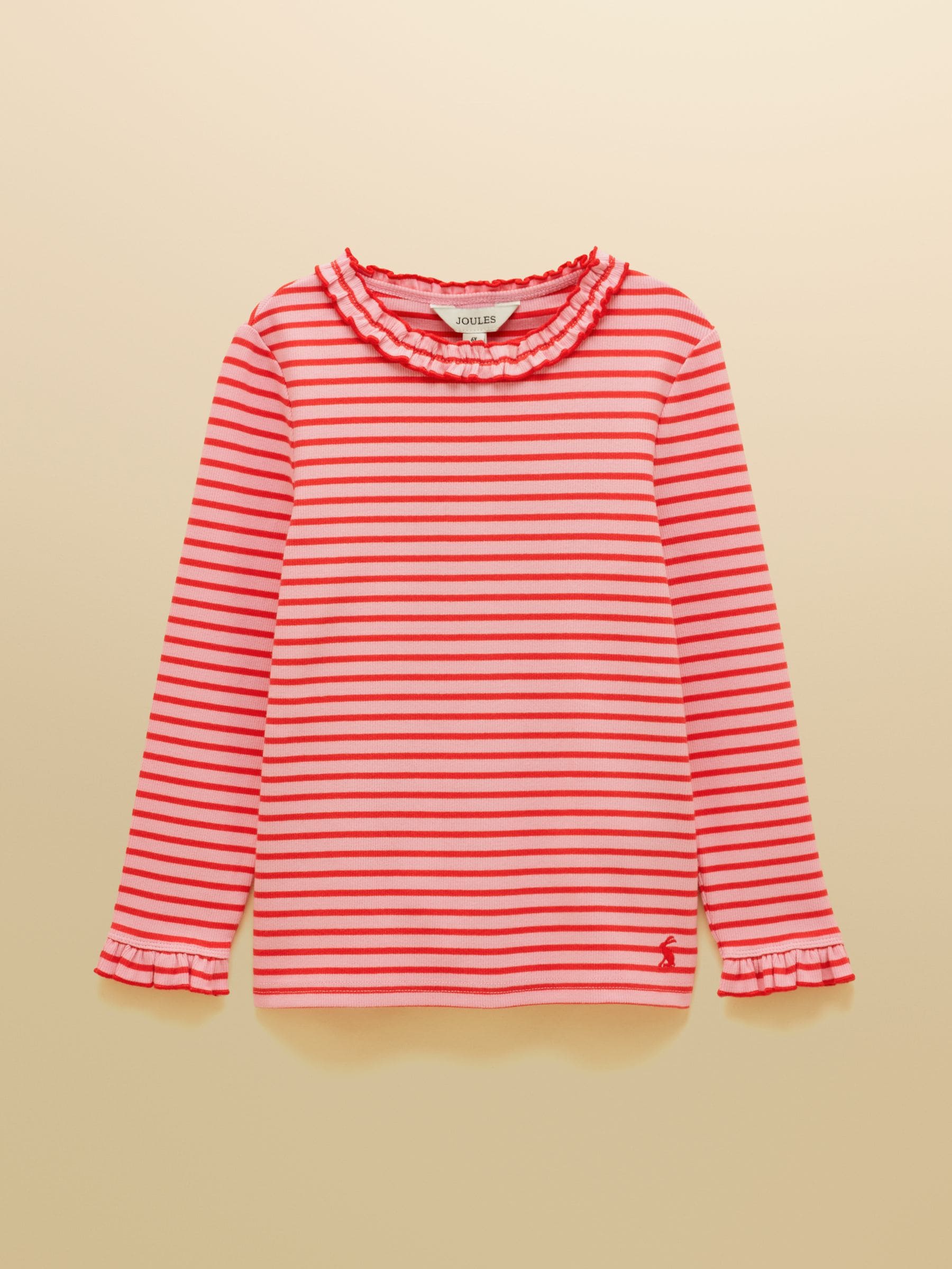 Joules Girls Sophie Long Sleeve Co-Ord Stripe T-shirt, Pink, Size Age: 11 Years - Image 2
