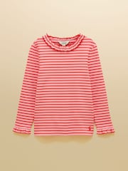 Röd &; Rosa - Joules Girls' Sophie Long Sleeve Ribbed Top - Bild 1 av 5