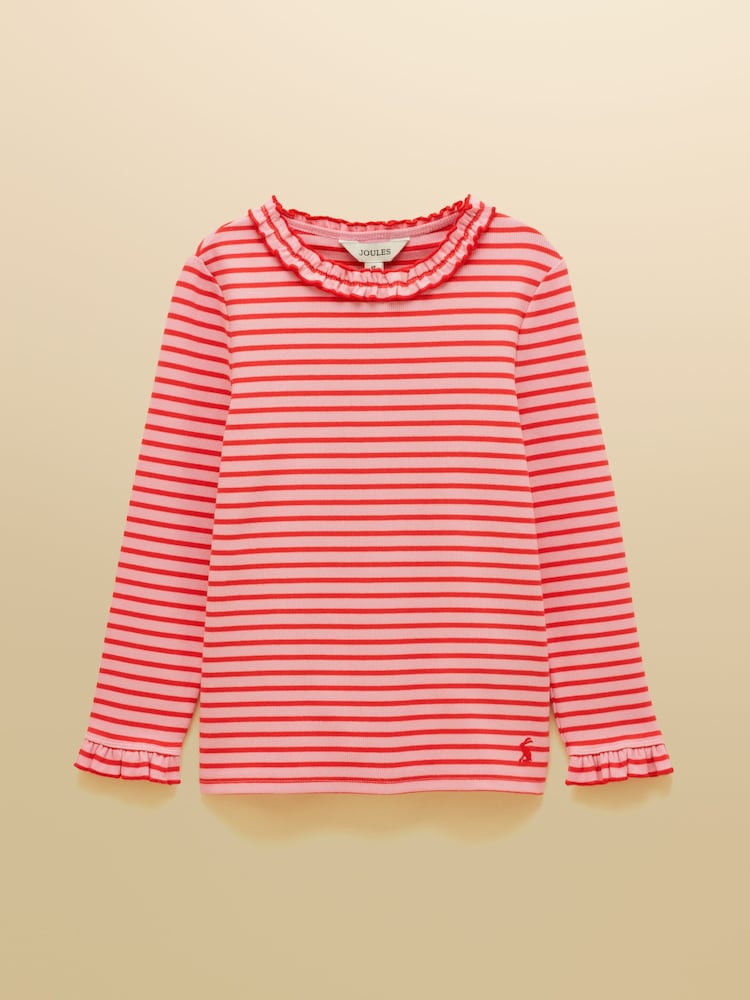 Röd &; Rosa - Joules Girls' Sophie Long Sleeve Ribbed Top - Bild 1 av 5