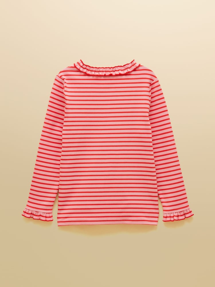 Röd &; Rosa - Joules Girls' Sophie Long Sleeve Ribbed Top - Bild 2 av 5