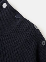 Mango Blue Button Detail High Neck Long Sleeve Jumper - Image 6 of 6