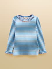 Cream & Blå - Joules Girls' Sophie Long Sleeve Ribbed Top - Bild 1 av 4