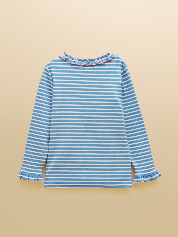 Cream & Blå - Joules Girls' Sophie Long Sleeve Ribbed Top - Bild 2 av 4