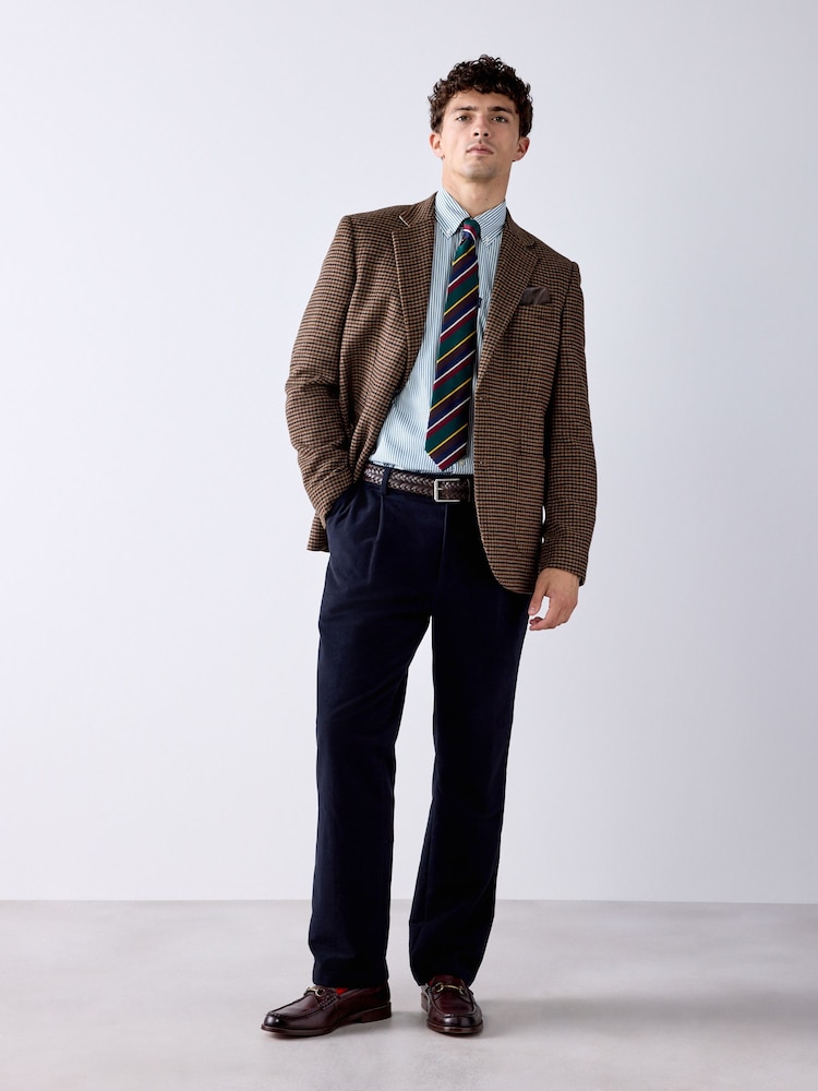 Brown Slim Fit Dogtooth Check Blazer - Image 2 of 12 Brown Slim Fit Dogtooth Check Blazer - Image 2 of 12