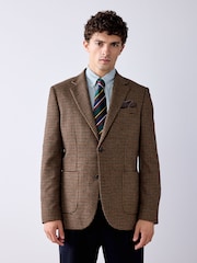 Brown Slim Fit Dogtooth Check Blazer - Image 4 of 12