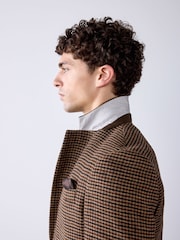 Brown Slim Fit Dogtooth Check Blazer - Image 6 of 12