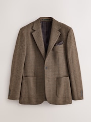 Brown Slim Fit Dogtooth Check Blazer - Image 7 of 12
