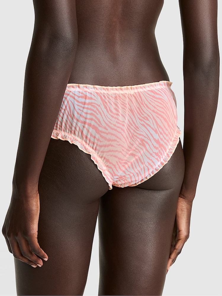 Victoria's Secret Pink Orange Zebra Print Cheeky Mesh Knickers - Image 2 of 2