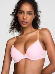 Victoria's Secret Pink Boardwalk Pink Push Up Zebra Lace Bra - Image 1 of 2