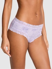 Victoria's Secret PINK Lavender Purple Leopard Cheeky Lace Trim Rib Knickers - Image 1 of 2