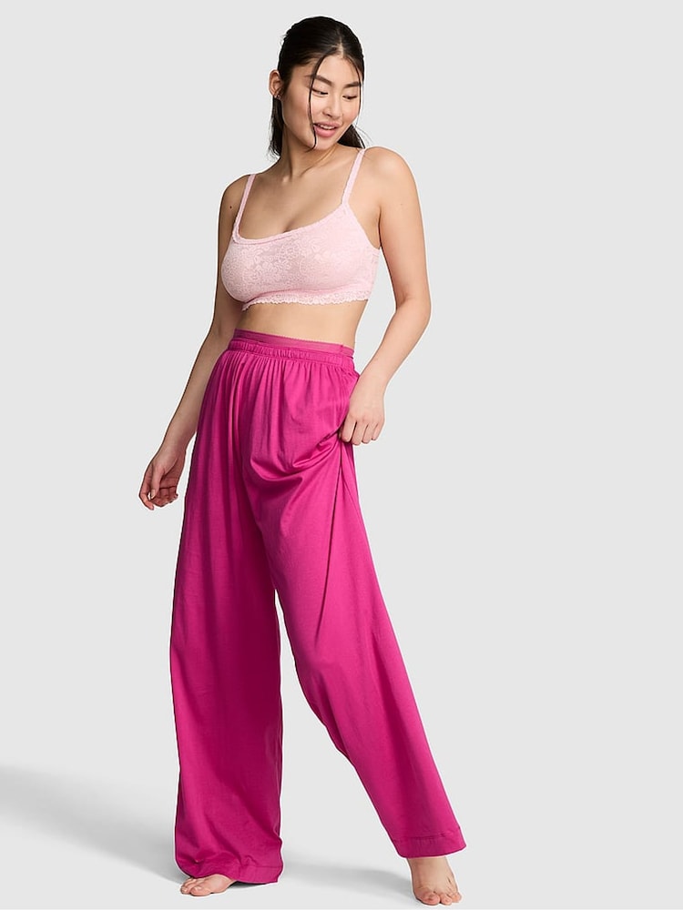 Victoria's Secret Pink Coconut Pink Stripes Jersey Long Pyjama Bottoms - Image 1 of 2