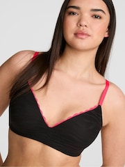 Victoria's Secret Pink Black Non Wired Lightly Lined Zebra Lace Bra - Image 1 of 2