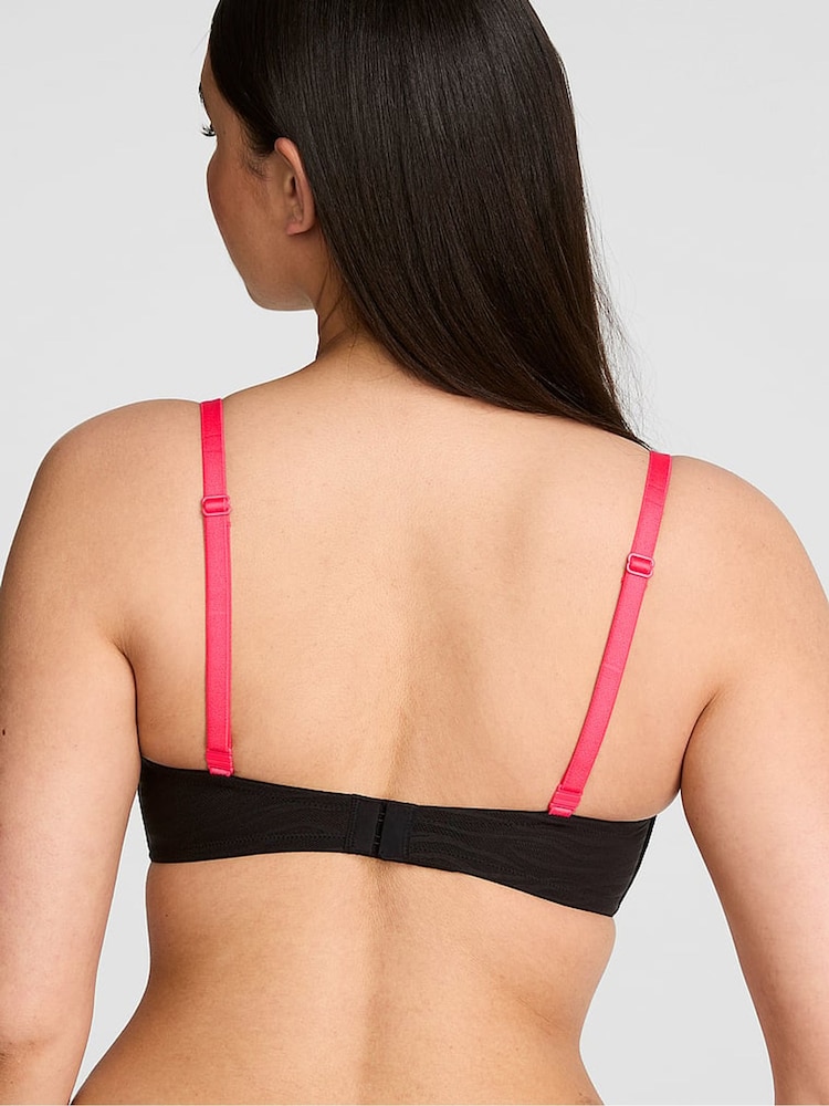 Victoria's Secret Pink Black Non Wired Lightly Lined Zebra Lace Bra - Image 2 of 2