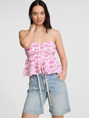 Victoria's Secret Pink Candy Pink Toile Tiered Cami Top - Image 1 of 2