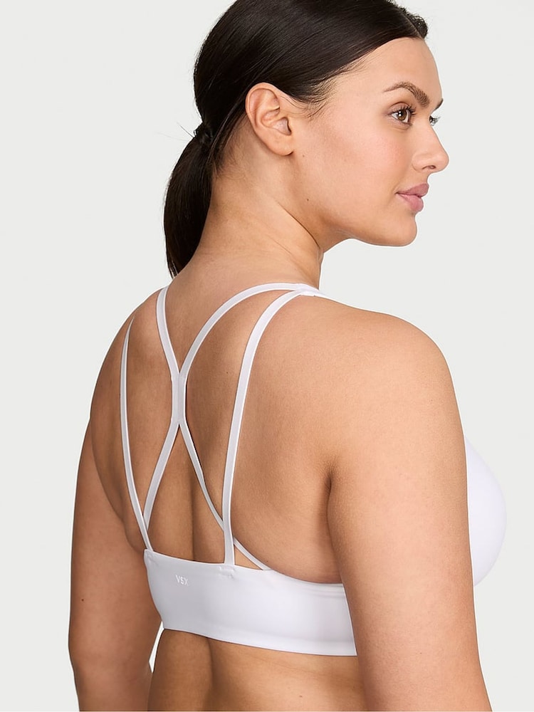 Victoria's Secret White Elevate™ Plunge Front Close Low Support Sports Bra - Image 2 of 2 Victoria's Secret White Elevate™ Plunge Front Close Low Support Sports Bra - Image 2 of 2
