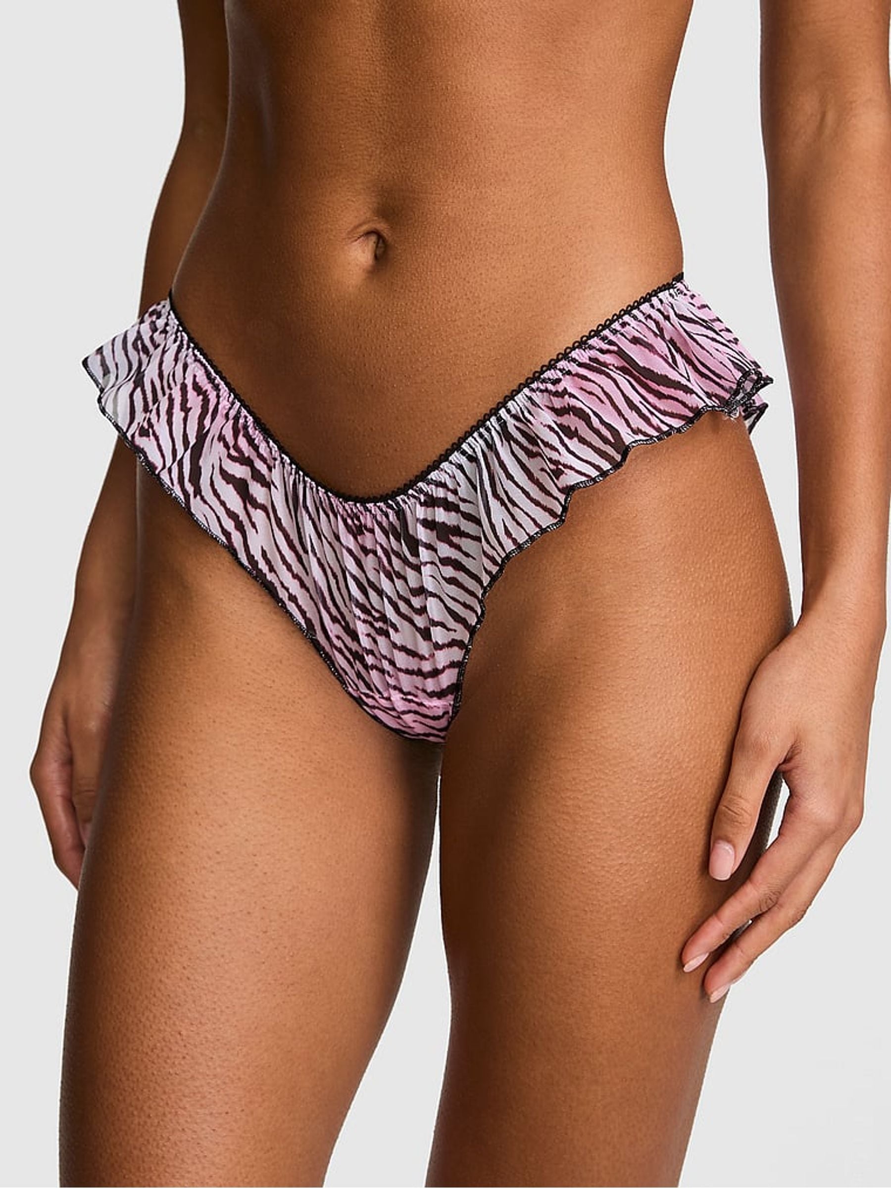 Victoria's Secret PINK Pink Zebra Print Tanga Mesh Knickers