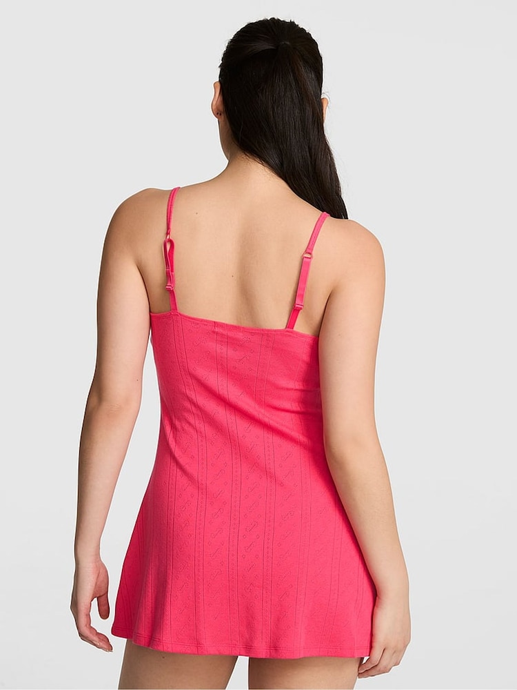 Victoria's Secret Pink Boardwalk Pink Short Pointelle Slip Dress - Image 2 of 2 Victoria's Secret Pink Boardwalk Pink Short Pointelle Slip Dress - Image 2 of 2