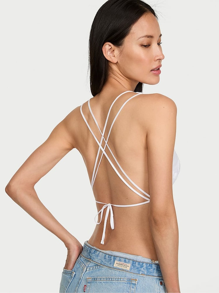 Victoria's Secret White Butterfly Eyelet Tie Back Crop Top - Image 2 of 2 Victoria's Secret White Butterfly Eyelet Tie Back Crop Top - Image 2 of 2