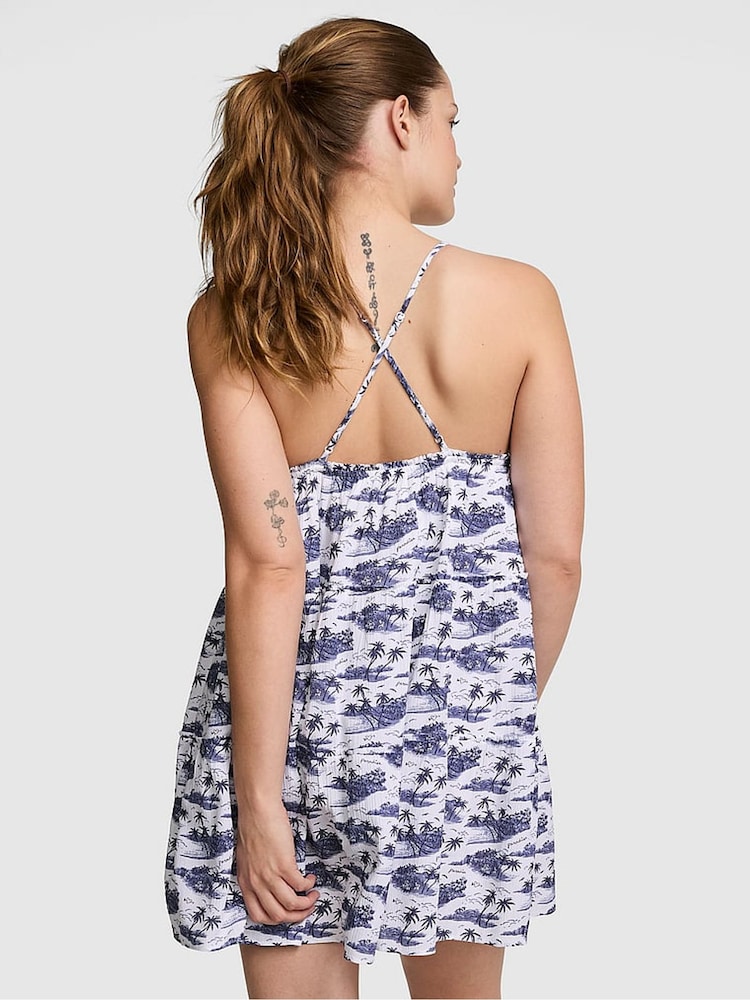 Victoria's Secret Pink Noir Navy Blue Toile Tiered Dress - Image 2 of 2 Victoria's Secret Pink Noir Navy Blue Toile Tiered Dress - Image 2 of 2