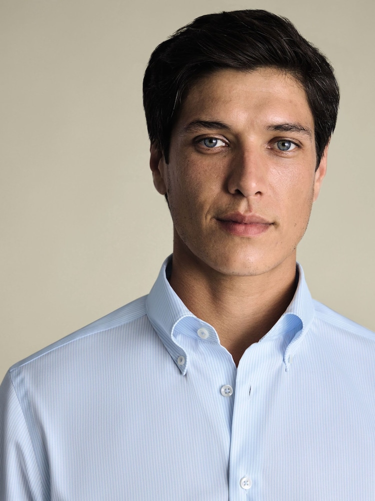 Charles Tyrwhitt Blue Non Iron Pinpoint Oxford Shirt - Image 2 of 6