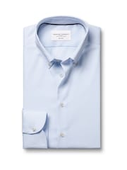 Charles Tyrwhitt Blue Non Iron Pinpoint Oxford Shirt - Image 4 of 6