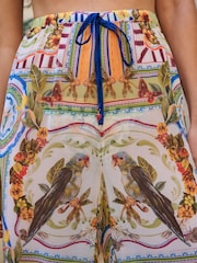 Lipsy White Placement Print Wide Leg Beach Trousers - Image 3 of 6