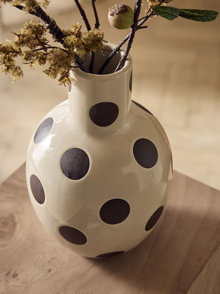 Monochrome Polka Dot Vase - Image 2 of 3