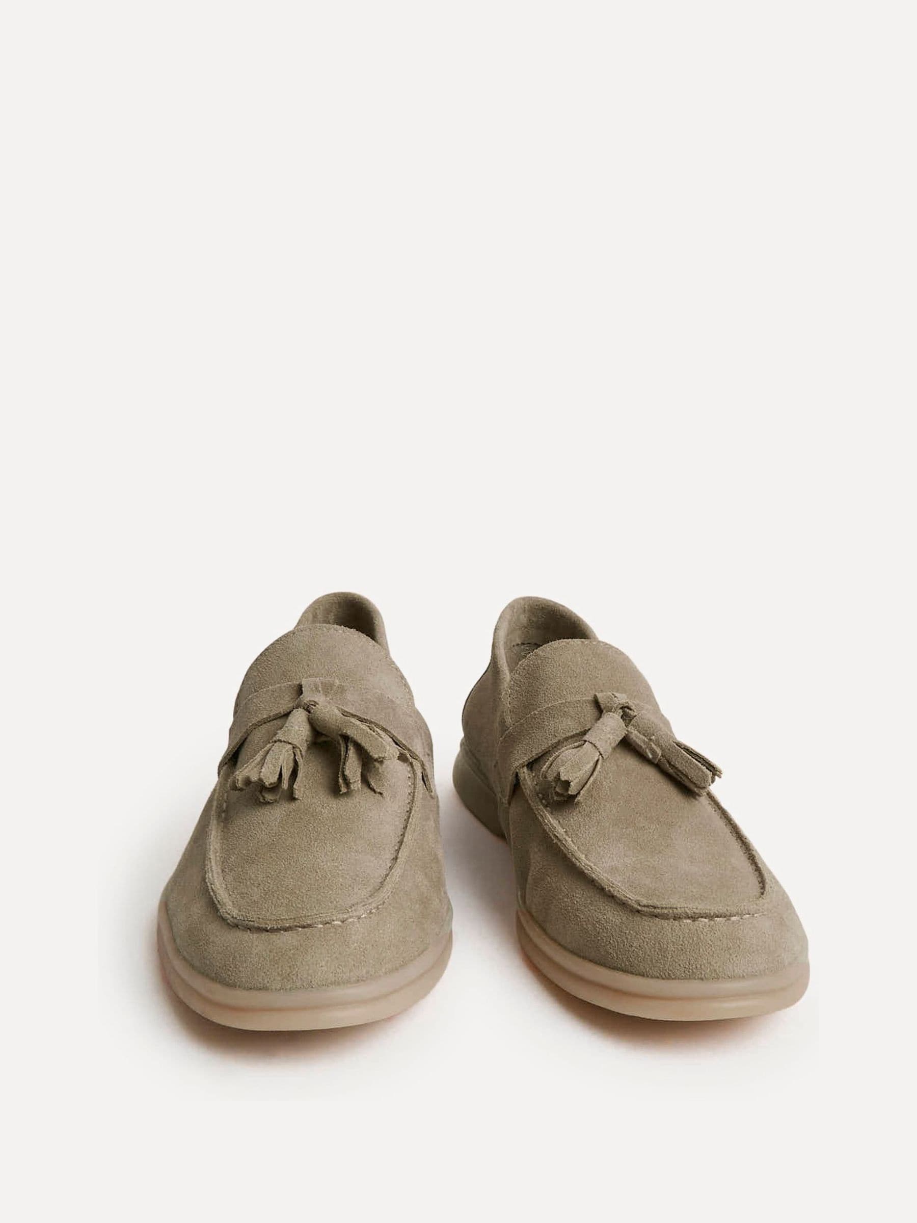 Buy Linzi Natural Giorgio Summer Suede Tassel Loafers from Next Japan