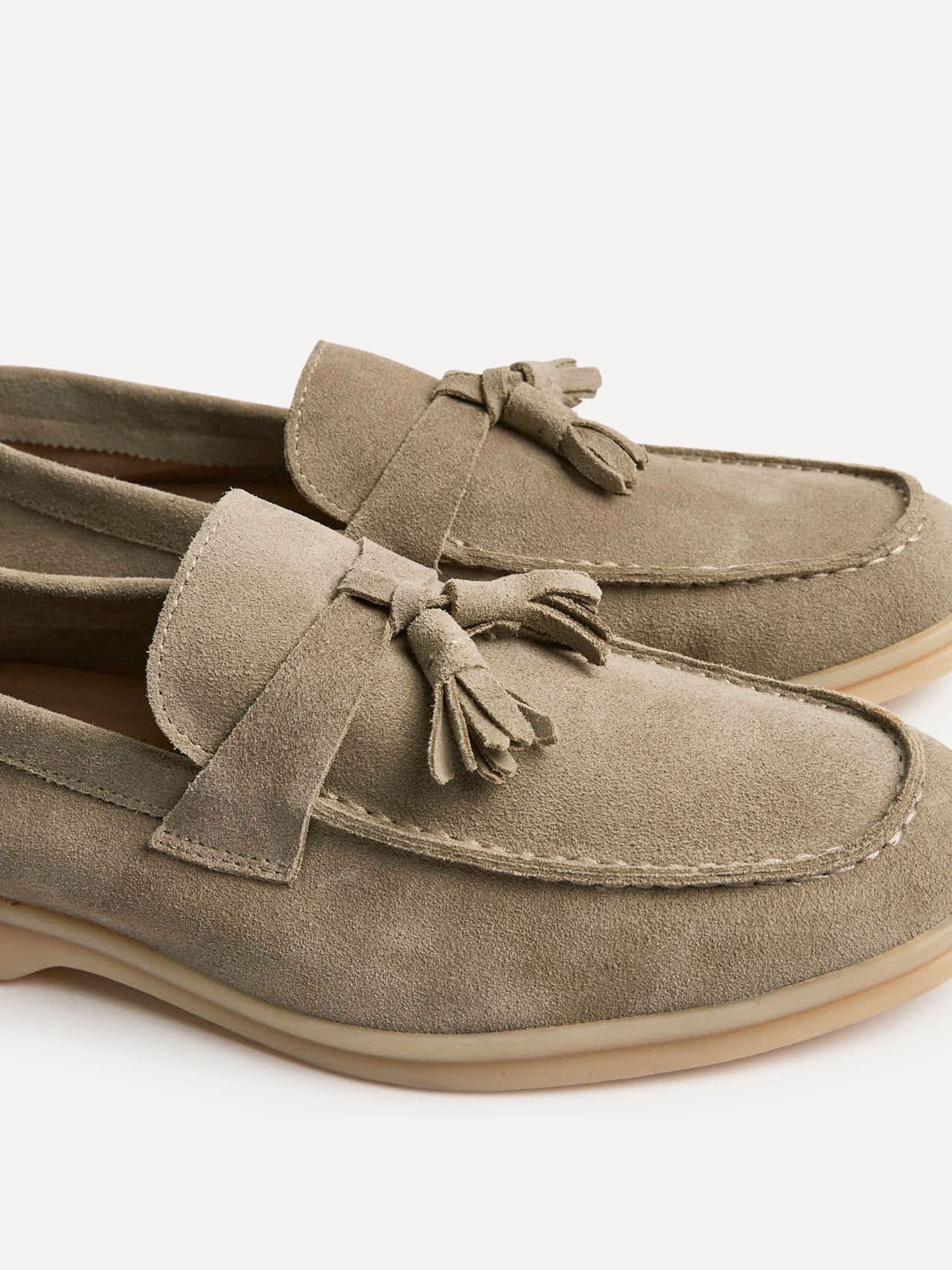 Buy Linzi Natural Giorgio Summer Suede Tassel Loafers from Next Japan
