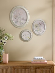 Set of 3 Pink Pretty Floral Hand Paint Detail Wall Art - Image 1 of 5