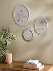 Set of 3 Pink Pretty Floral Hand Paint Detail Wall Art - Image 2 of 5