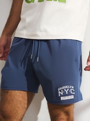 כחול  - YPB Abercrombie & Fitch מכנסי ספורט קצרים ללא בטנה, דגם MotionTEK - תמונה 5 מתוך 7