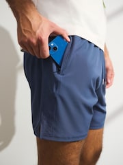 כחול  - YPB Abercrombie & Fitch מכנסי ספורט קצרים ללא בטנה, דגם MotionTEK - תמונה 6 מתוך 7