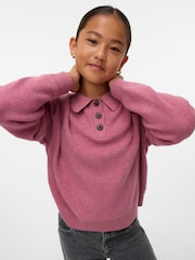 VERO MODA Pink Long Sleeve Polo Neck Jumper - Image 1 of 4