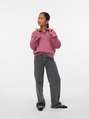 VERO MODA Pink Long Sleeve Polo Neck Jumper - Image 3 of 4