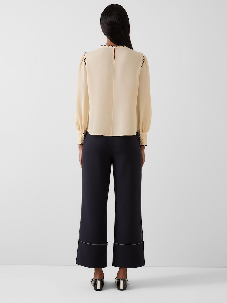 LK Bennett Cream Jenny Scallop Plackett Blouse - Image 2 of 4 LK Bennett Cream Jenny Scallop Plackett Blouse - Image 2 of 4