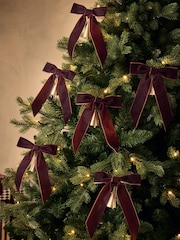 6 Pack Brown Velvet Bow Bell Baubles - Image 1 of 4