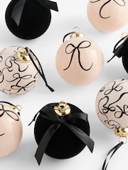 Set of 9 Monochrome Bow Shatterproof Christmas Baubles - Image 3 of 3